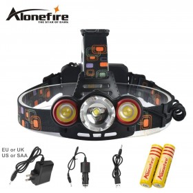 AloneFire HP93 Zoomable headlight xml t6 head lamp T6 led+LTS 6000Lm led Rechargeable 18650 Headlamp Headlight Head Torch for Car AC Charger