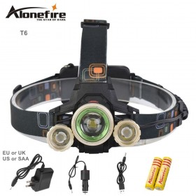 AloneFire HP97 8000LM t6 LED lighting headlamp XML-T6+2R5 3LED hedalight led head lamp high power led night light+battery+charger