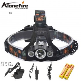 AloneFire HP98 8000Lm Multifunction 4Mode Head Lamp Bead T6+2R5 LED Headlamp Headlight Camping Light Flashlight Torch+Battery+Charger