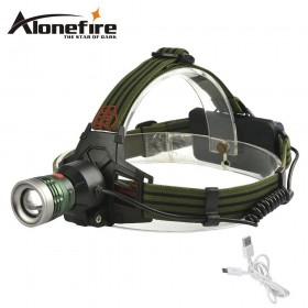 AloneFire HP27 usb headlamp Multi-fonction headlights 3Mode Zoomable head lamp torch