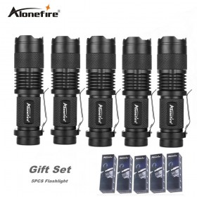 AloneFire SK68 5pcs zoom mini flashlight led Bike light Bicycle flash light 7w led torch Zoomable gift set