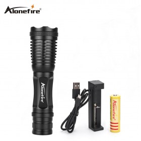 AloneFire E007 Waterproof XML-T6 Led Zoomable AAA /18650 Rechargeable Battery Led Tactical Flashlight Torch