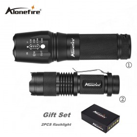 AloneFire E26+sk68 High Powered XML T6 Led Zoomable Flashlight Rechargeable Waterproof 26650 flash light led Torch gift set