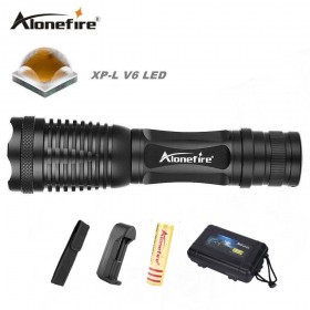 AloneFire E007 led flashlight XP-L V6 zoomable led flashlight torch with 18650 charger+18650 battery+car charger