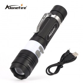 AloneFire X190 COB USB LED Flashlight 18650 Zoom Torch Waterproof Flashlights XM-L T6 3800LM 3 Mode Led Zoomable Light for Hunting Camping