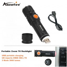 AloneFire UA100 portable light mini USB flashlight CREE XM-L T6 LED torch rechargeable 18650 Built-in battery waterproof flash light