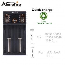 Alonefire MC202 Intelligent Li-ion 3.7v Rechargeable batteries LiFePO4 Ni-MH Ni-Cd 1.2V Rechargeable battery charger For 26650 18650 18350 16340 10440