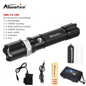 AloneFire TK107 CREE XML-T6 tactical cree led Torch Zoom cree LED Flashlight Torch light For 3xAAA or 1x 18650 rechargeable flashlight