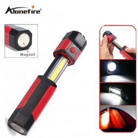 AloneFire C015 Rechargeable COB LED Flashlight Work Light Strong Magnetic Rotation Hook Pen Flashlight Camping Mini Light Lamp Torch