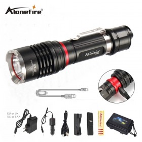 AloneFire X960 USB Handy Powerful LED Flashlight Rechargeable Torch usb Flash Light Bike Pocket LED Zoomable Lamp For Hunting Black