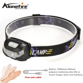 AloneFire HP31 Mini Rechargeable LED Headlamp 3000Lm Body Motion Sensor Headlight Camping Flashlight Head Light Torch Lamp With USB