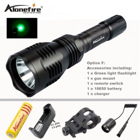 AloneFire HS-802 Hunting LED Flashlight Green Light Long Distance Power By 18650 Battery With Gun Mount Remote Switch