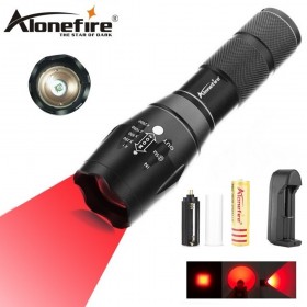 AloneFire E17 Zoomable Scalable CREE LED Red Light Flashlight Red Hunting Light Tactical Flashlight Red Light Torch For Fishing Hunting & Detector