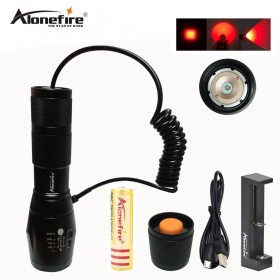 AloneFire E17 Zoomable Red Light Hunting Flashlight Tactical Torch Night Hunting Picatinny Gun Mount for Rail Rifle Barrel