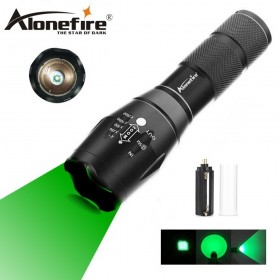 AloneFire E17 Zoomable Scalable CREE LED 300Yards Long Range Green Light Flashlight Green Hunting Light Tactical Flashlight Green Light Torch Fishing