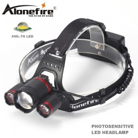 AloneFire HP33 Zoomable LED Photosensitive HeadLamp Sensor LED Headlight Camping Flashlight Head Light Torch Lamp With USB