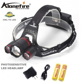 AloneFire HP33 Rechargeable XML T6 zoom LED headlamp Photosensitive HeadLamp Sensor headlights Camping Fishing headlight