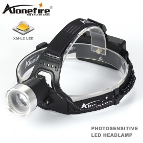 AloneFire HP34 White Light CREE L2 LED Micro USB Headlamp Photosensitive Head front lamp 18650 Motion Sensor Waterproof Lights