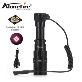 AloneFire X490 IR850NM LED Flashlight Infrared Light Night Vision Lamp Troch Use Rechargeable18650 Battery For Hunting torch