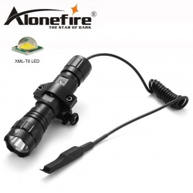 AloneFire 501Bs XML T6 LED Tactical Flashlight Portable Lantern Hunting Torch with Remote Pressure Switch Gun Mount