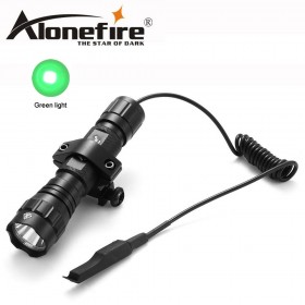 AloneFire 501Bs green LED Tactical Flashlight 501B Torch Pressure Switch Mount Hunting Rifle Gun Light Lamp