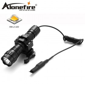 AloneFire 501Bs Tactical Flashlight XM L2 Hunting Torch Spotlight Shotgun lighting with Remote Pressure Switch Gun Mount