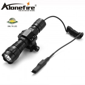 AloneFire 501Bs Tactical Flashlight T6 White lights with Pressure Switch Mount Hunting Rifle Gun Torch Light Lamp