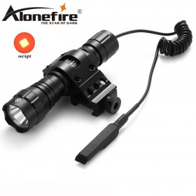 AloneFire 501Bs Tactical 501B Red LED Flashlight Hunting Torch +Gun Mount Rail Picatinny Lamp+Pressure Switch