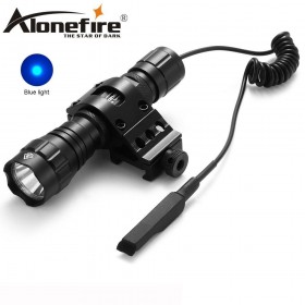 AloneFire 501Bs Blue LED Tactical Flashlight Flash light Hunting Camping Linternas led Torch Gun Mount+Pressure Switch