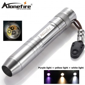AloneFire SV300 5W CREE LED White Yellow & UV 365nm Flashlight Gem Amber Jade Black Light LED Torch