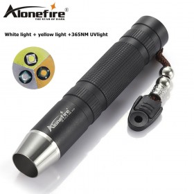 AloneFire SV310 5W CREE LED White Yellow & UV 365nm Flashlight Gem Amber Jade Black Light LED Torch