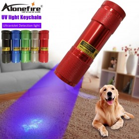 ALONEFIRE 9Led 395nm Aluminum light Cat Dog Pet urine Money Hotel Hotel safet UV Detector Mini flashlight Travel AAA battery