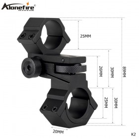 AloneFire K2 Tactical 25.4mm/30mm Diameter Double Ring Mount Adjustable Elevation Windage for Scope/Torch/Sight