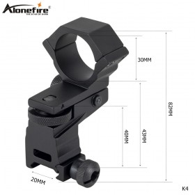 AloneFire K4 30mm Ring Tactical Laser Sight Flashlight Rifle Scope Mount Adjustable Elevation Windage for 20mm Rail System
