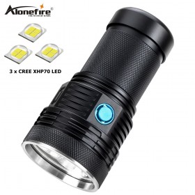 AloneFire Super bright XHP70 most powerful led flashlight 13000lm high power rechargeable led flash light lanterns camping