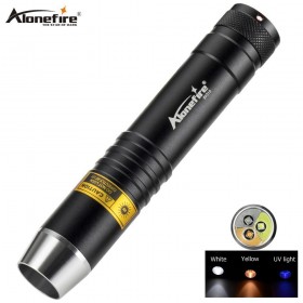 AloneFire SV370 Ultraviolet 365nm UV White Yellow 3 LEDs Light Source Flashlight lamp for Jade Jewelry Identification 18650 Torch
