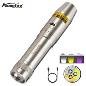 AloneFire SV330 Jade Flashlight USB Rechargeable UV LED 365nm Violet Light Ultraviolet Torch for jewelry amber Money