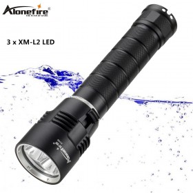 AloneFire DV55 Scuba Diving Flashlight 3* Cree L2 LED Light Underwater Searchlight 18650 Powerful Dive Flash lights