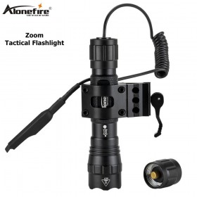 AloneFire tk503 Tactical Zoom Flashlight Waterproof Weapon Light Pistol Gun Lanterna Rifle Picatinny Weaver Mount For Hunting