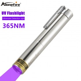 AloneFire SV327-1 365nm Led UV Flashlight Torch Ultra Violet Light Stainless Steel Mini Pocket Lamp Marker Checker Detection
