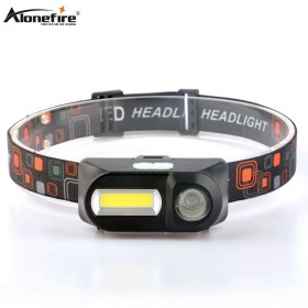 Alonefire HP40 Outdoor camping Portable mini XPE+COB LED Headlamp USB charging Fishing headlights flashlight