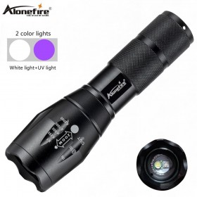 Alonefire E17 T6+395nm UV flashlight Ultra Violet Light With Zoom Function Mini UV Black Light Pet Urine Stains Detector Scorpion