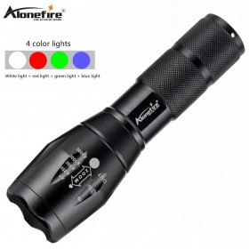 Alonefire E17WRGB Red/Green/blue/White Tactical Flashlight LED Scout Ultra Bright Hunting light Waterproof torch by 18650