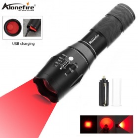 Alonefire G700-C Red Zoom Flashlight LED Torch Hunting Light Aluminum Self Defense Tactical Flashlight