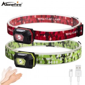 Alonefire HP45 Mini LED Headlamp IR Sensor Flashlight USB Rechargeable Portable Waterproof Headlight