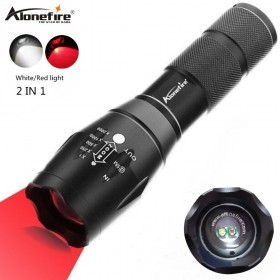 Alonefire G700-WR White+red light super bright led flashlight Zoomable Tactical Torch Button for Hinking Camping