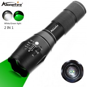 Alonefire G700-WG White+Green lightLED Flashlight Bright Tactical Waterproof Hunting Light Scout Ultra Bright torch