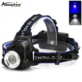 Alonefire HP79-WB USB Rechargeable Headlight LED Headlamp Portable Head Torch White blue Flashlight Camping Lamp