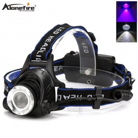 Alonefire HP79-WU multi-functional head lamp led ultraviolet uv zoomable headlamp flashlight lantern torch