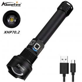 Alonefire H29 Super Powerful Xlamp XHP70.2 LED Flashlight USB Rechargeable Lamp Zoom Tactical Torch Camping, Outdoor